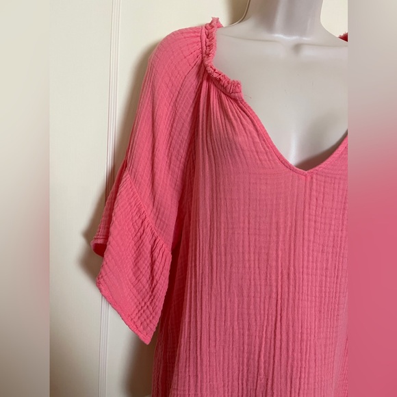 Michael Stars Coral Soft Gauze Blouse with Ruffle Sleeves - Picture 7 of 14